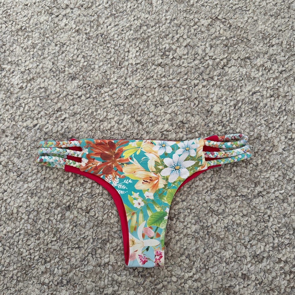 San Lorenzo Floral Bikini Bottom - Red and Green